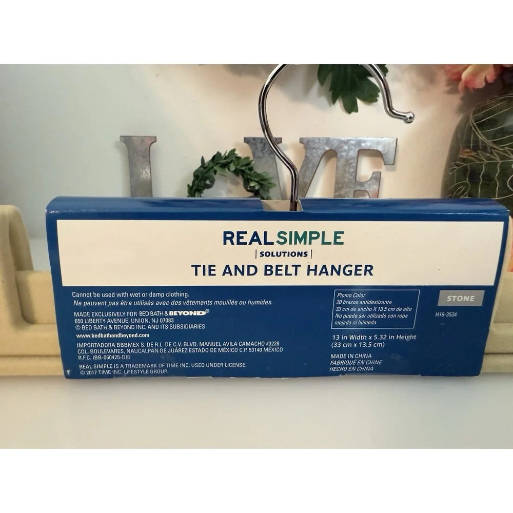 Tie and Belt Hanger 20 Non Slip Hooks Folds Flat Bed Bath and Beyond Stone Color